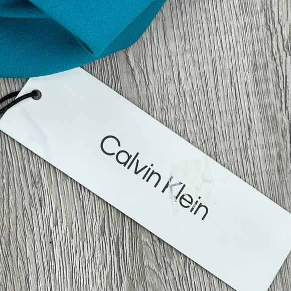 CALVIN KLEIN Short Sleeve Side Button-Trim Career Sheath Dress Teal - Size 4 NWT - Picture 5 of 11